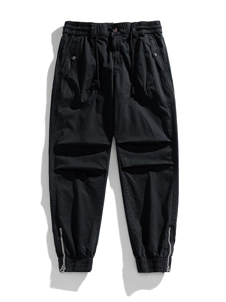 Fengway Custom Stretch Men Jogger Pants Casual Bottom Zip Ankle Trousers Retro Washed Men Baggy Cargo Pants  Casual