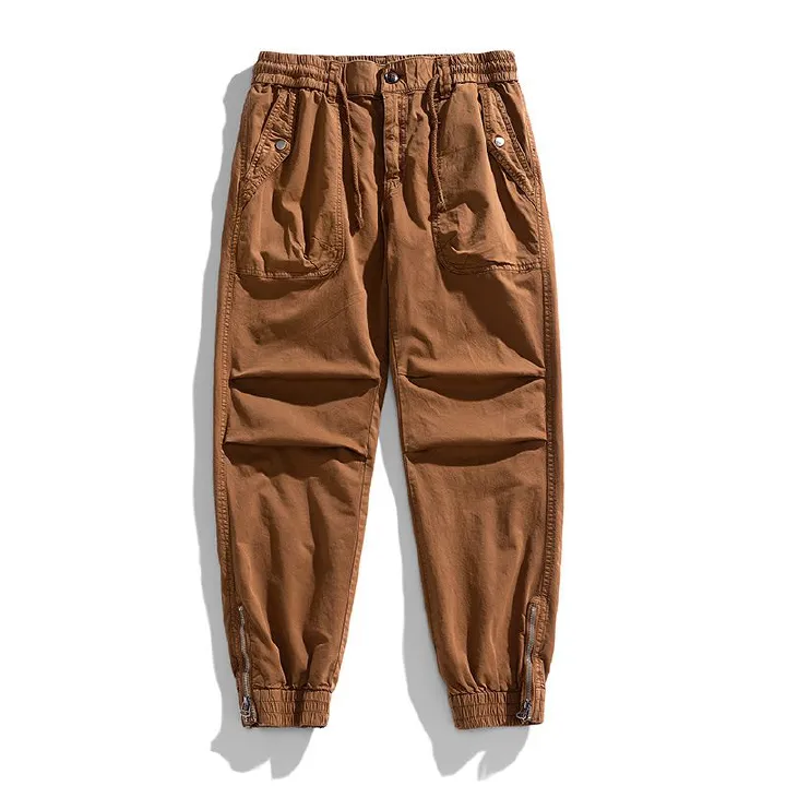 Fengway Custom Stretch Men Jogger Pants Casual Bottom Zip Ankle Trousers Retro Washed Men Baggy Cargo Pants Casual
