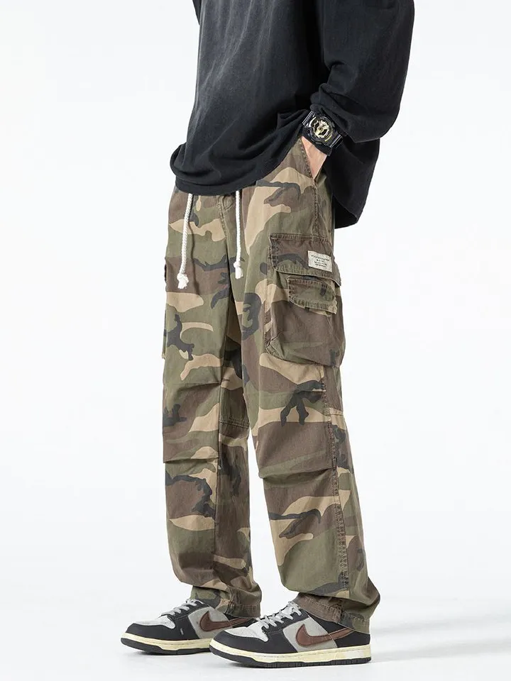 Custom high quality plus sized camouflage sweatpants plus size baggy hunting cargo camo pants for men  Casual
