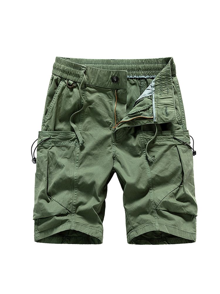Summer Men Multi-pocket Trousers Outdoor Casual Sports Cropped Pants Men Overalls Thin Loose Cargo Shorts