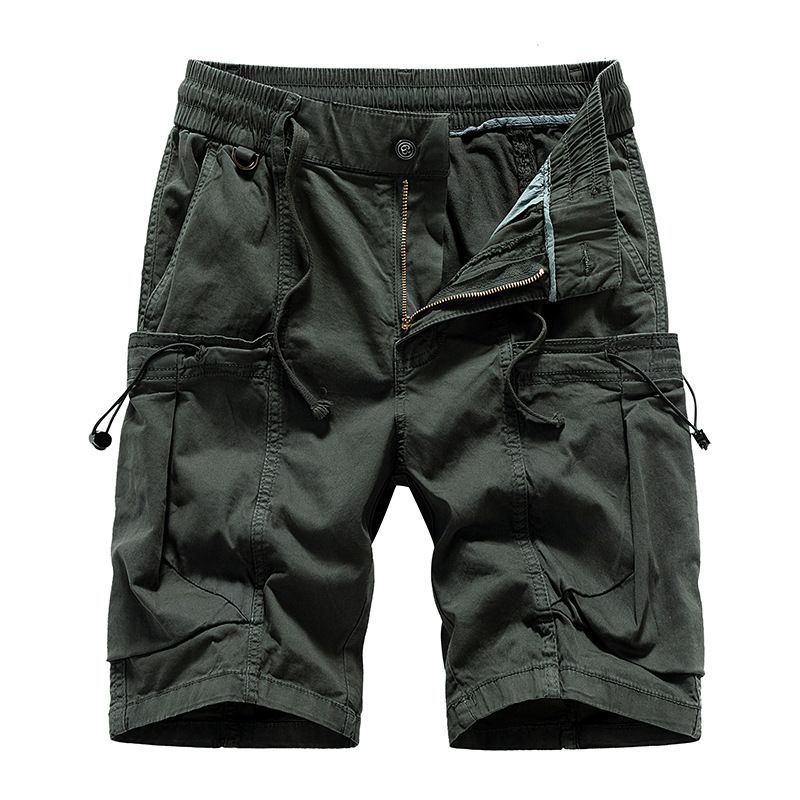 Summer Men Multi-pocket Trousers Outdoor Casual Sports Cropped Pants Men Overalls Thin Loose Cargo Shorts