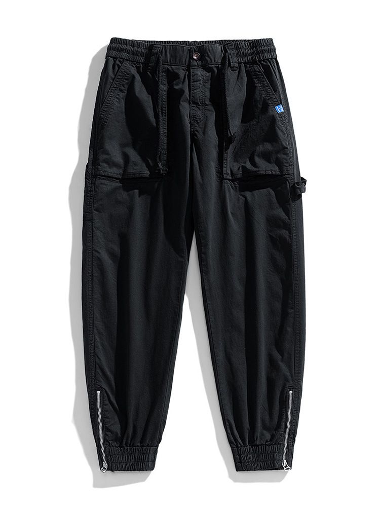 Fengway Custom Stretch Men Jogger Pants Casual Bottom Zip Ankle Trousers Retro Washed Men Baggy Cargo Pants Casual