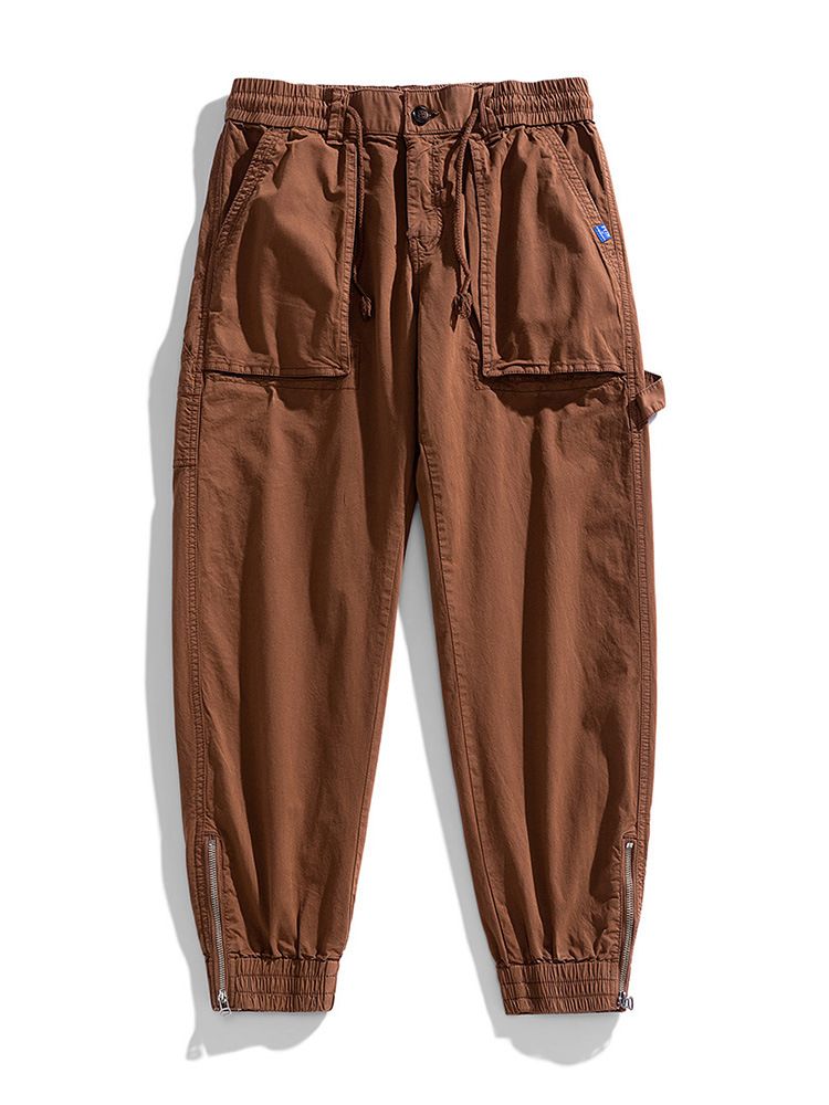 Fengway Custom Stretch Men Jogger Pants Casual Bottom Zip Ankle Trousers Retro Washed Men Baggy Cargo Pants Casual