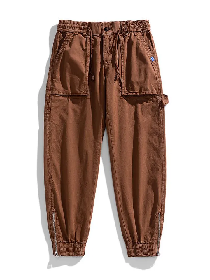 Fengway Custom Stretch Men Jogger Pants Casual Bottom Zip Ankle Trousers Retro Washed Men Baggy Cargo Pants Casual