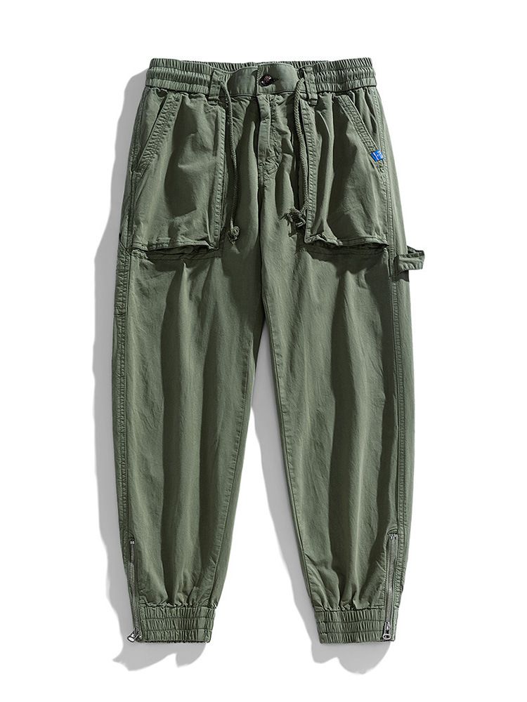 Fengway Custom Stretch Men Jogger Pants Casual Bottom Zip Ankle Trousers Retro Washed Men Baggy Cargo Pants Casual