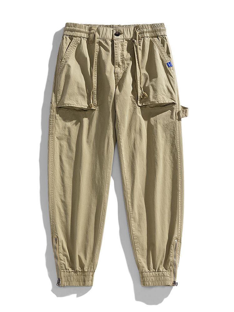 Fengway Custom Stretch Men Jogger Pants Casual Bottom Zip Ankle Trousers Retro Washed Men Baggy Cargo Pants Casual