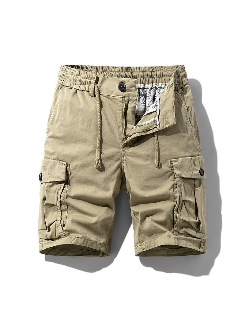 Cargo shorts men's loose straight leg casual short pants Summer men wear Drawstring pants Shorts