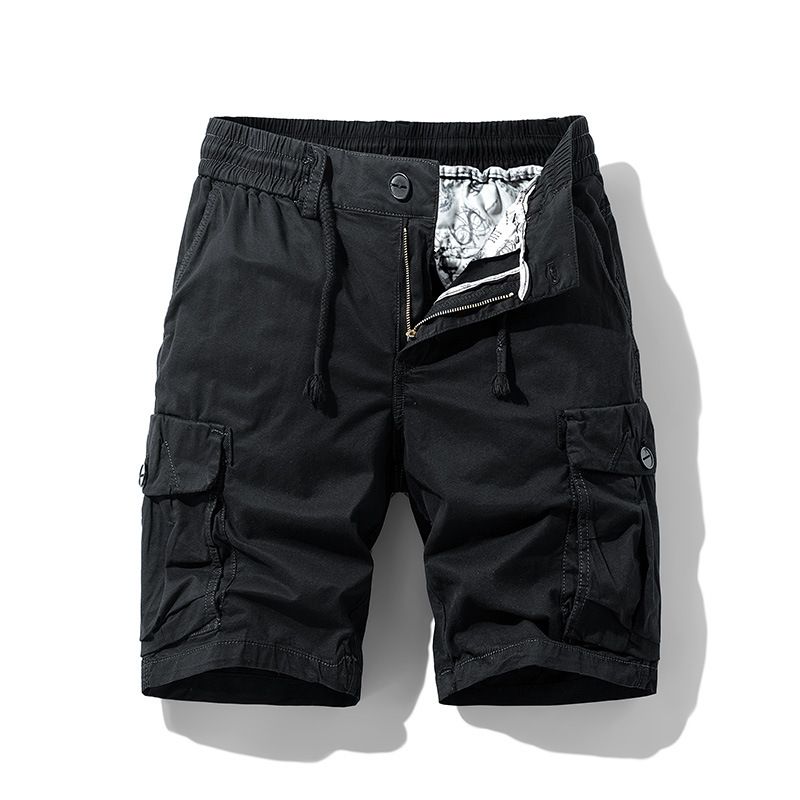 Cargo shorts men's loose straight leg casual short pants Summer men wear Drawstring pants Shorts