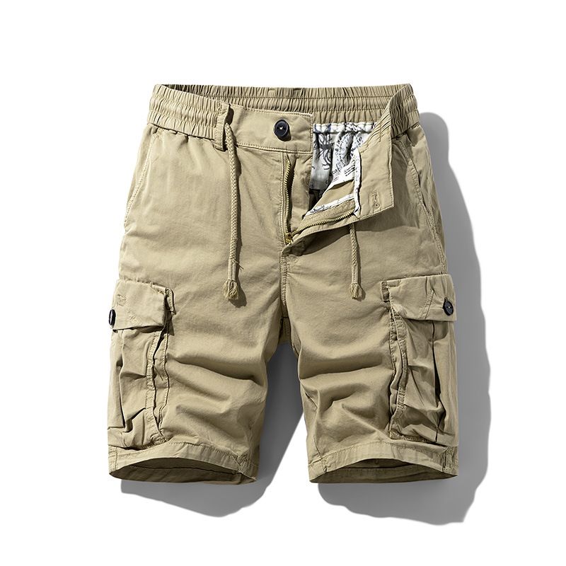 Cargo shorts men's loose straight leg casual short pants Summer men wear Drawstring pants Shorts
