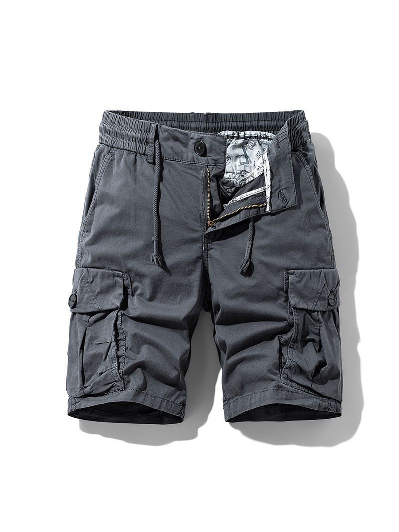 Cargo shorts men's loose straight leg casual short pants Summer men wear Drawstring pants Shorts