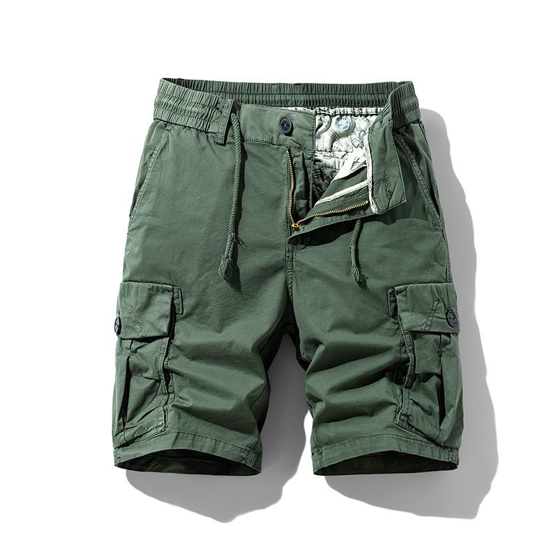 Cargo shorts men's loose straight leg casual short pants Summer men wear Drawstring pants Shorts