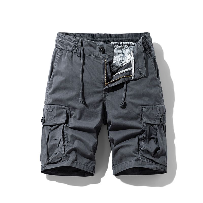 Cargo shorts men's loose straight leg casual short pants Summer men wear Drawstring pants Shorts