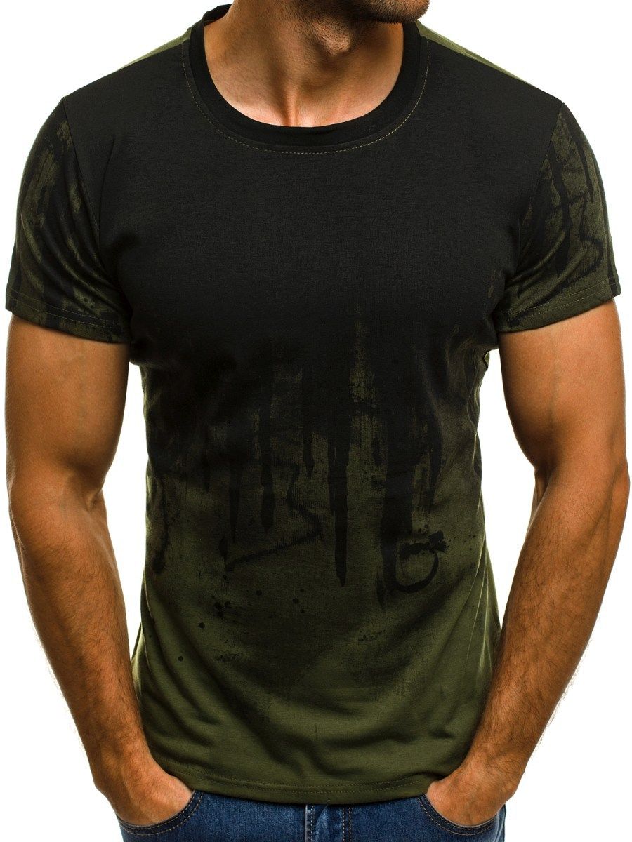 New Fashion Long Sleeve T-Shirt Personality Printing Two Tone Wholesale Hem Round Neck Muscle Fitness Mens Gym T-Shirts