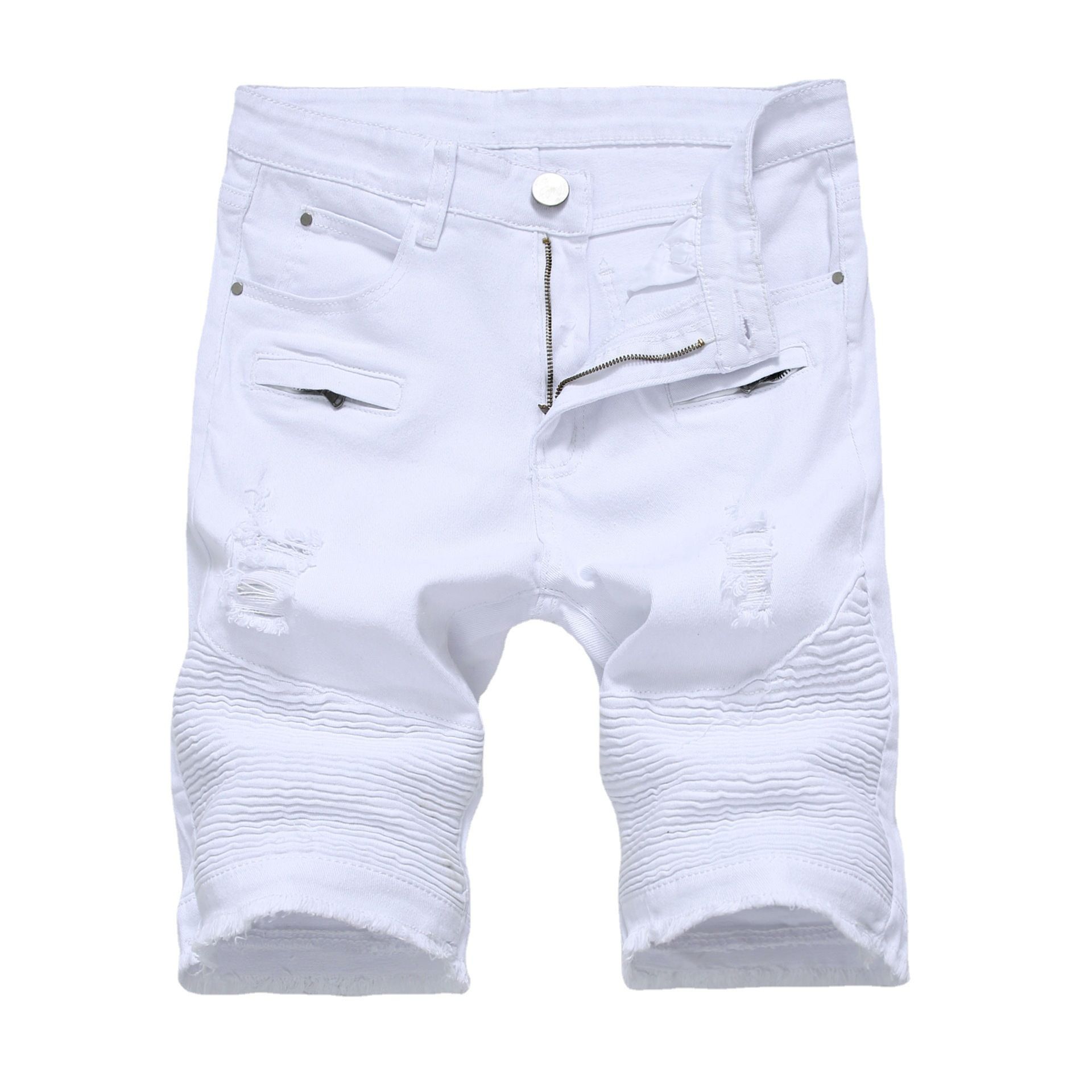 Custom Men Oversized Bermuda Streetwear  Ripped Distressed Embroidery Denim Jean Cotton Shorts for Mens Shorts