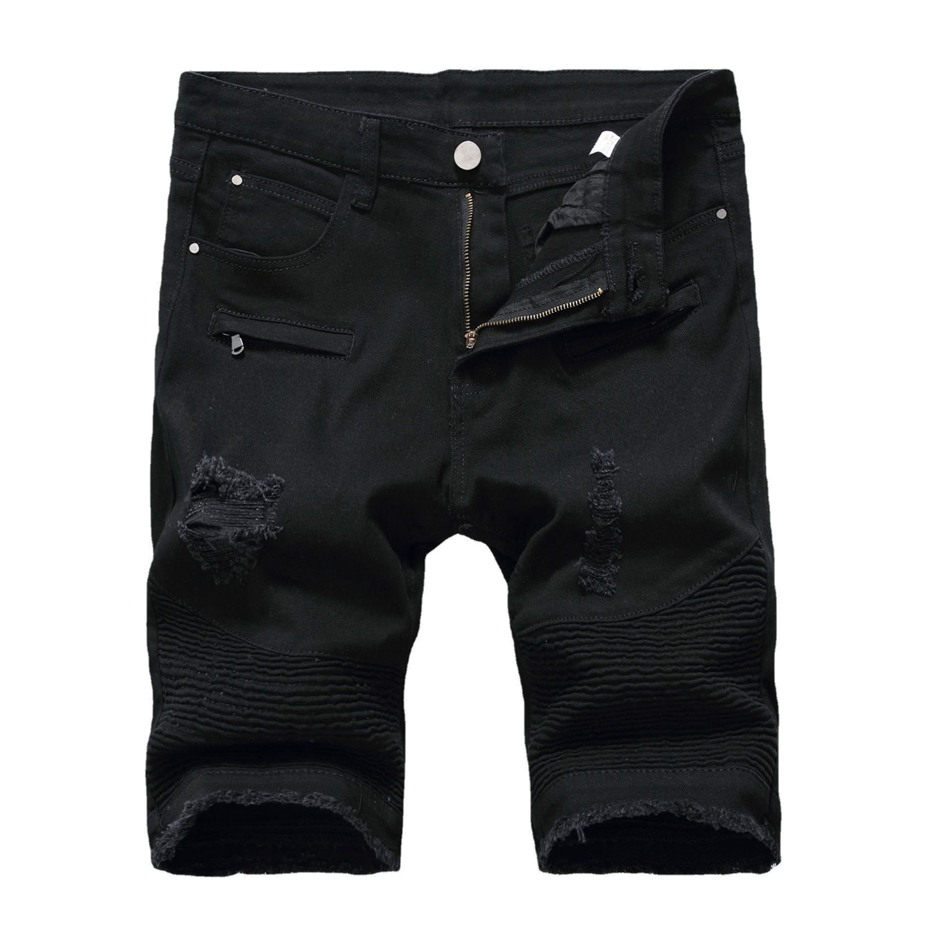 Custom Men Oversized Bermuda Streetwear  Ripped Distressed Embroidery Denim Jean Cotton Shorts for Mens Shorts