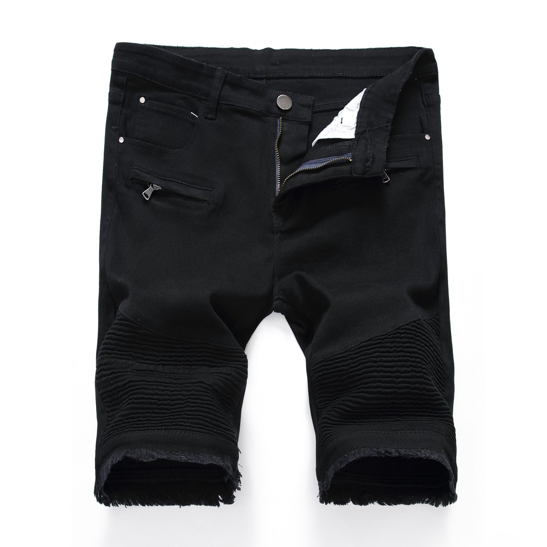 Custom Men Oversized Bermuda Streetwear  Ripped Distressed Embroidery Denim Jean Cotton Shorts for Mens Shorts