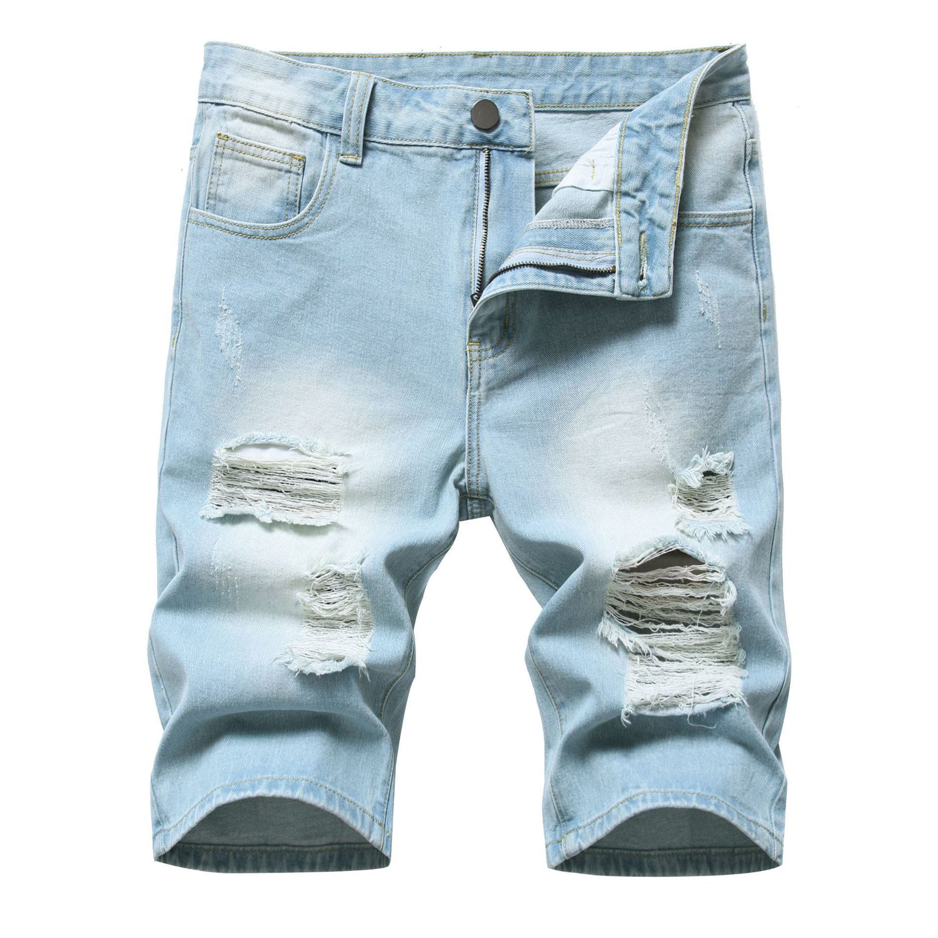 Popular Korean version of slim men five-point pants youth fashion boys middle pants men's jean shorts