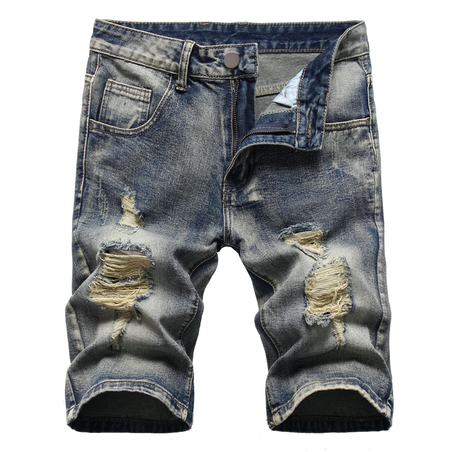 Popular Korean version of slim men five-point pants youth fashion boys middle pants men's jean shorts