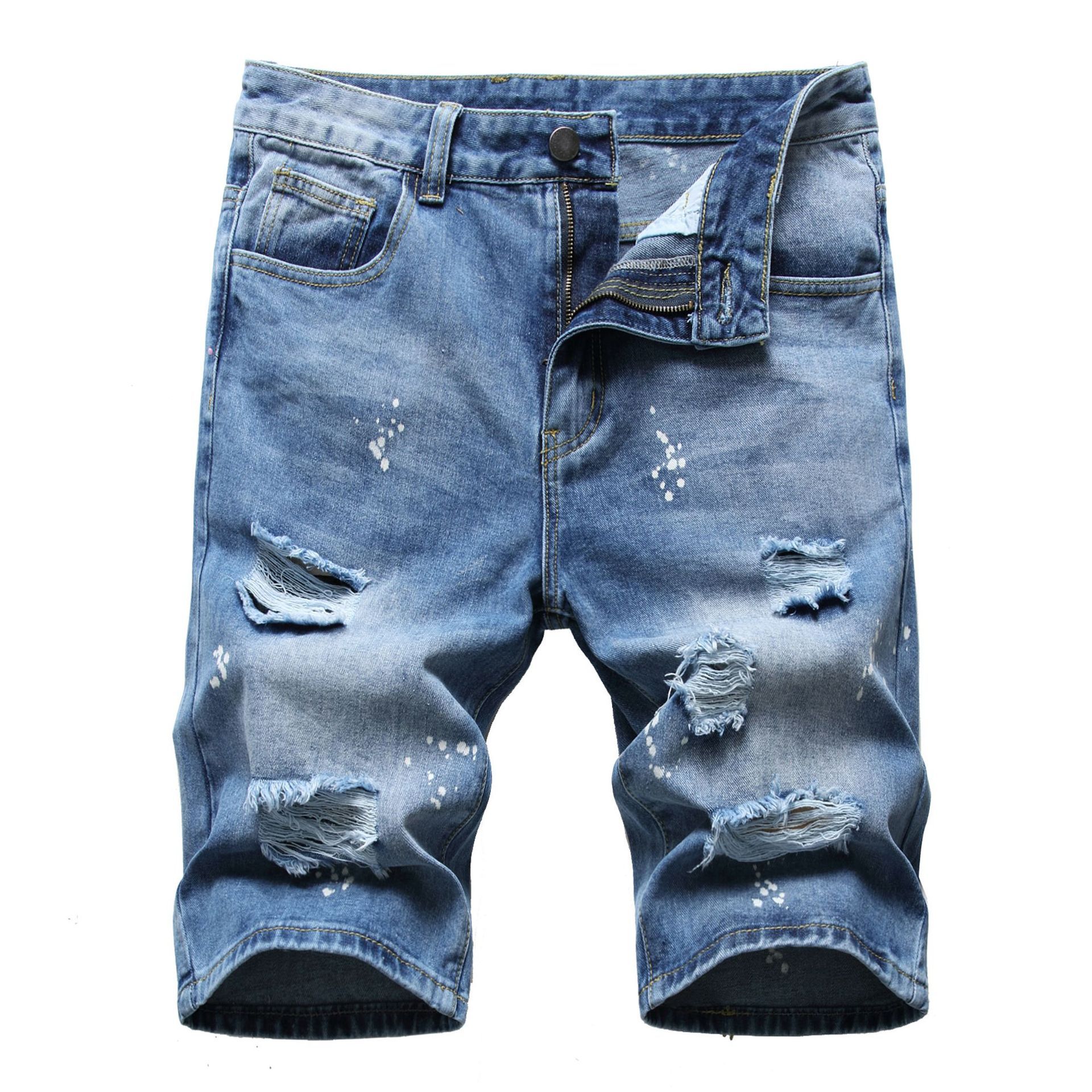 Popular Korean version of slim men five-point pants youth fashion boys middle pants men's jean shorts