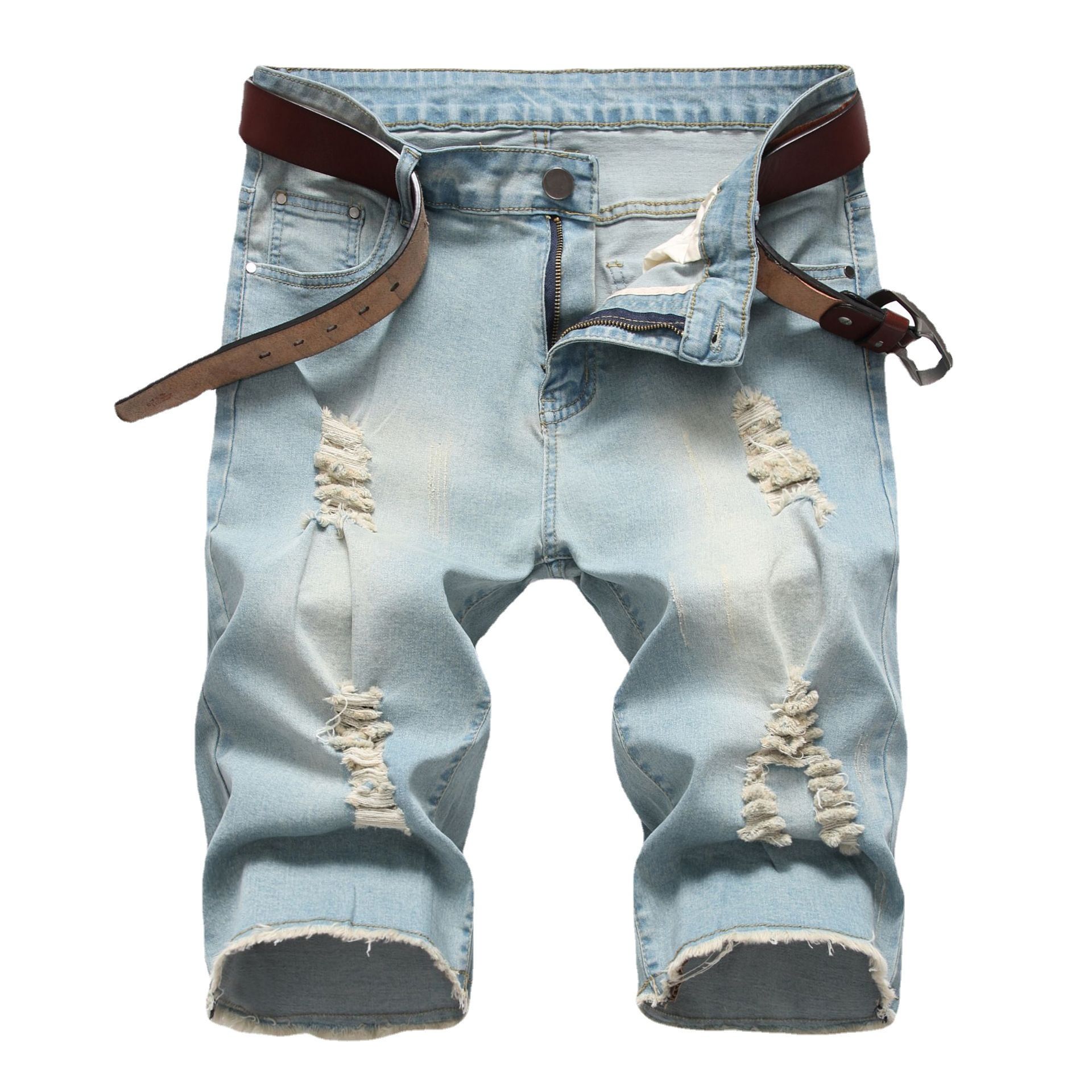 hip hop ripped jeans summer sports pants washed casual shorts men's denim shorts wholesale price