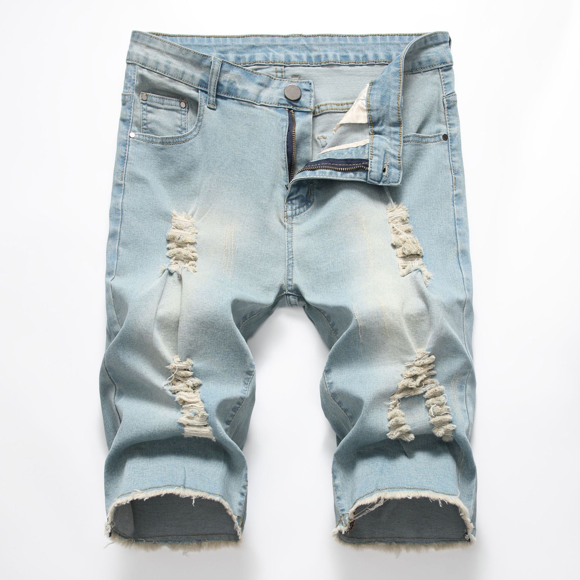 hip hop ripped jeans summer sports pants washed casual shorts men's denim shorts wholesale price