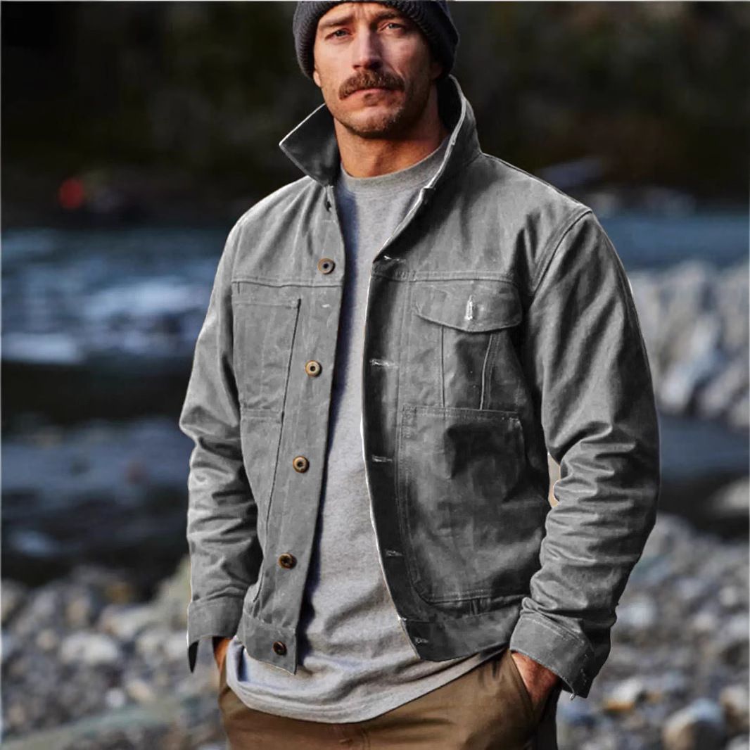 Spring New Men's Windproof Waterproof Locomotive Tooling Canvas oil Wax Jacket Men's Jacket  Coats