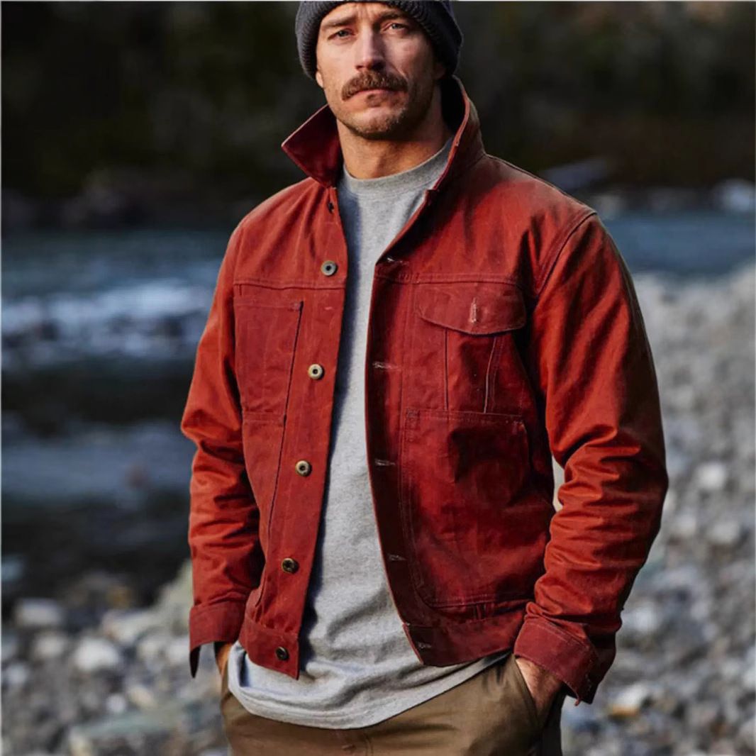 Spring New Men's Windproof Waterproof Locomotive Tooling Canvas oil Wax Jacket Men's Jacket  Coats
