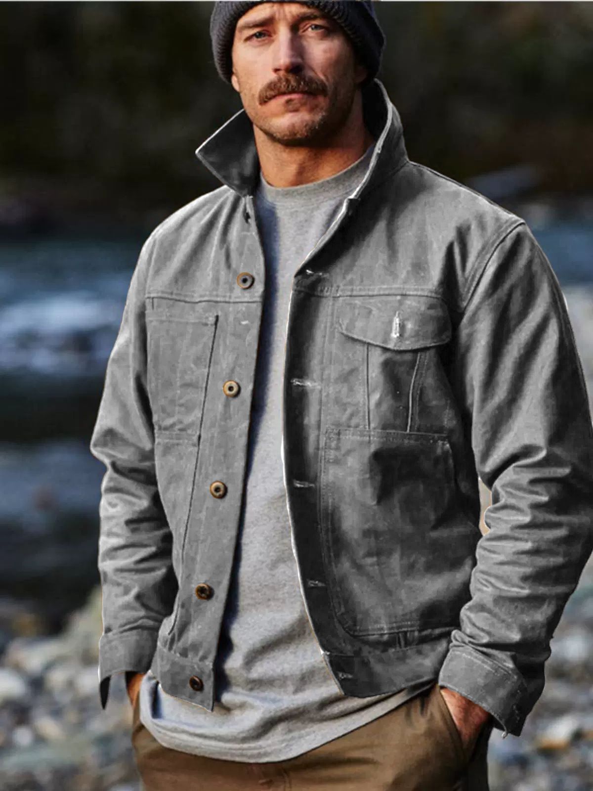 Spring New Men's Windproof Waterproof Locomotive Tooling Canvas oil Wax Jacket Men's Jacket  Coats