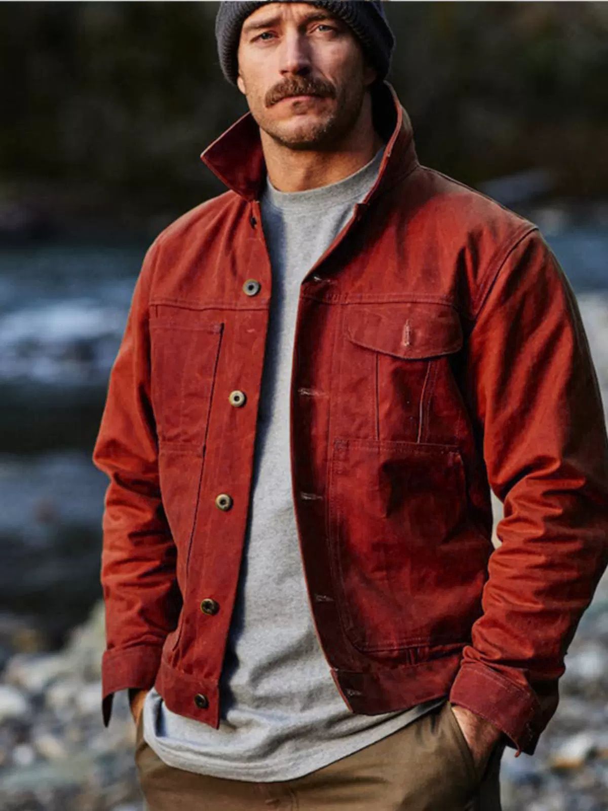Spring New Men's Windproof Waterproof Locomotive Tooling Canvas oil Wax Jacket Men's Jacket  Coats