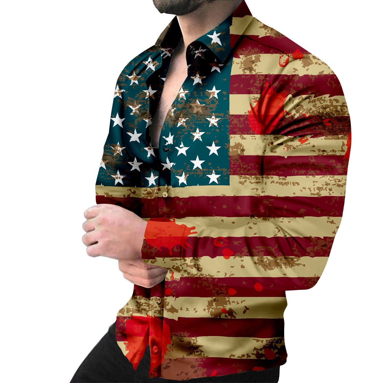 For men spring and autumn cardigan men's printed casual shirt cardigan long-sleeved shirt men  Shirts