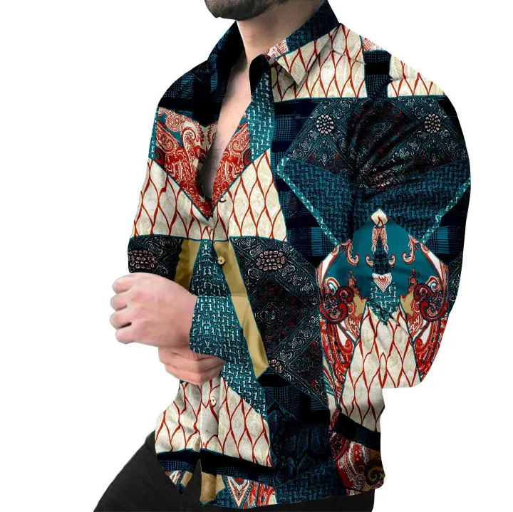 Custom Clothing Shirt Stripes Print Sleeve Tees Summer Men Turn-down Collar Button Casual Blouse oversized short Shirts for men Shirts