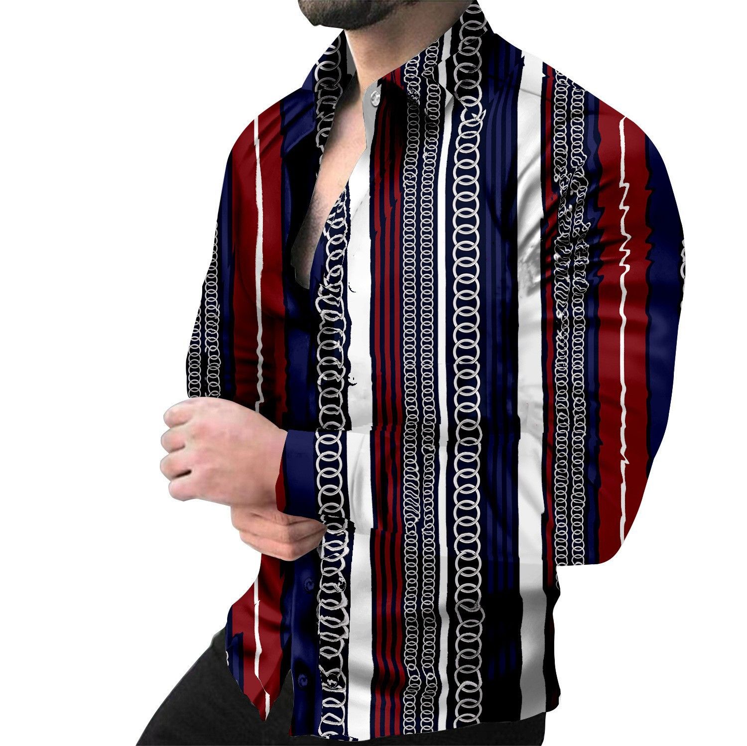 Custom Clothing Shirt Stripes Print Sleeve Tees Summer Men Turn-down Collar Button Casual Blouse oversized short Shirts for men Shirts