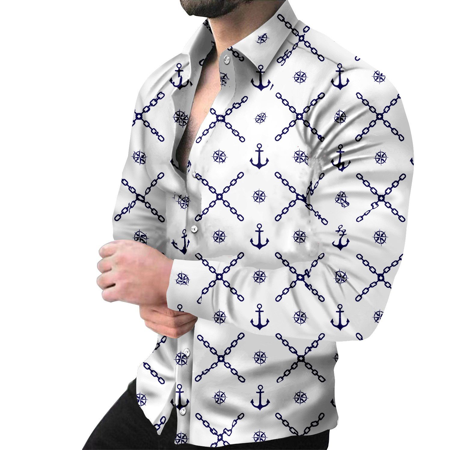 Custom Clothing Shirt Stripes Print Sleeve Tees Summer Men Turn-down Collar Button Casual Blouse oversized short Shirts for men Shirts