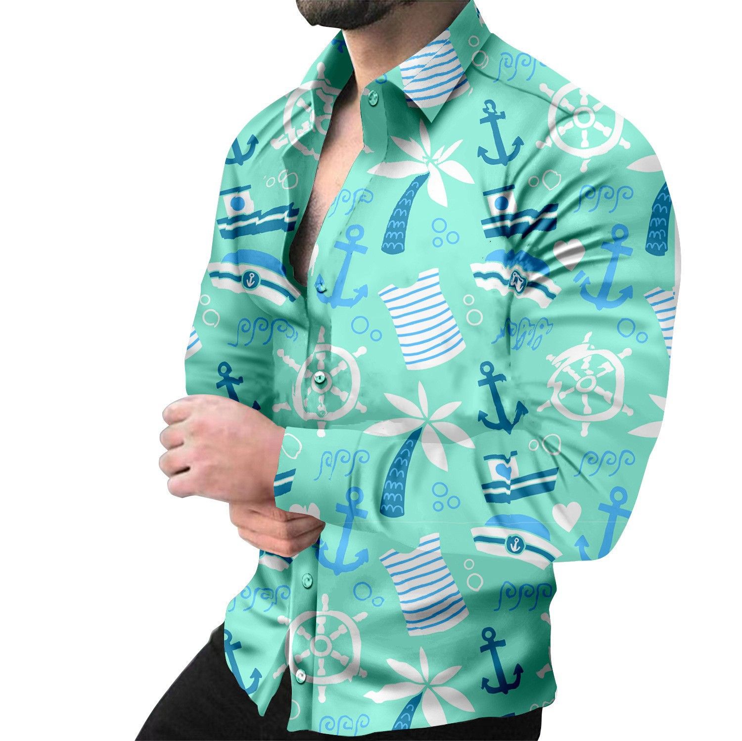 Custom Clothing Shirt Stripes Print Sleeve Tees Summer Men Turn-down Collar Button Casual Blouse oversized short Shirts for men Shirts