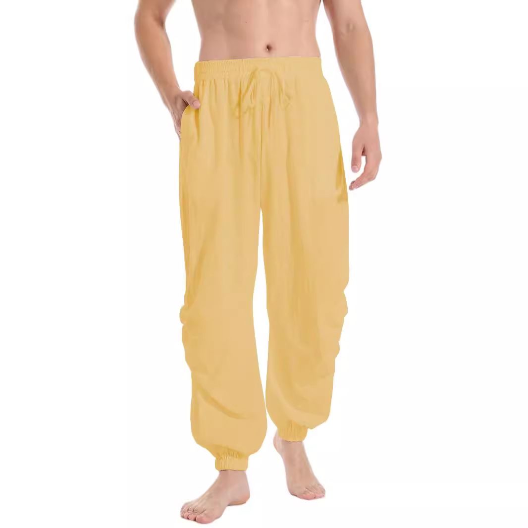 Wholesale Plus size Men's Harem Pants Summer Cheap Cotton Linen Pants Casual Drawstring Cotton Linen Trousers for Men Casual