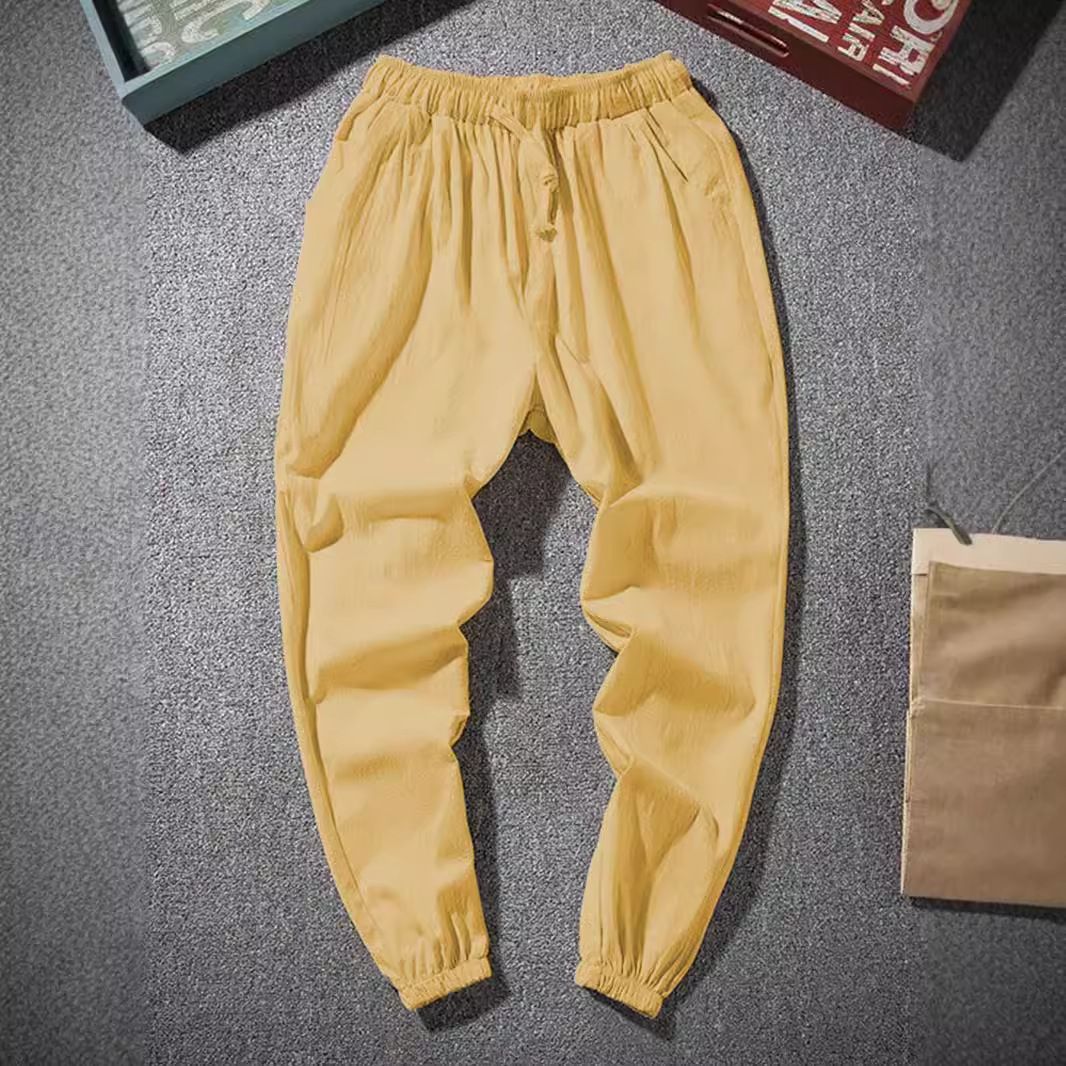 Wholesale Plus size Men's Harem Pants Summer Cheap Cotton Linen Pants Casual Drawstring Cotton Linen Trousers for Men Casual