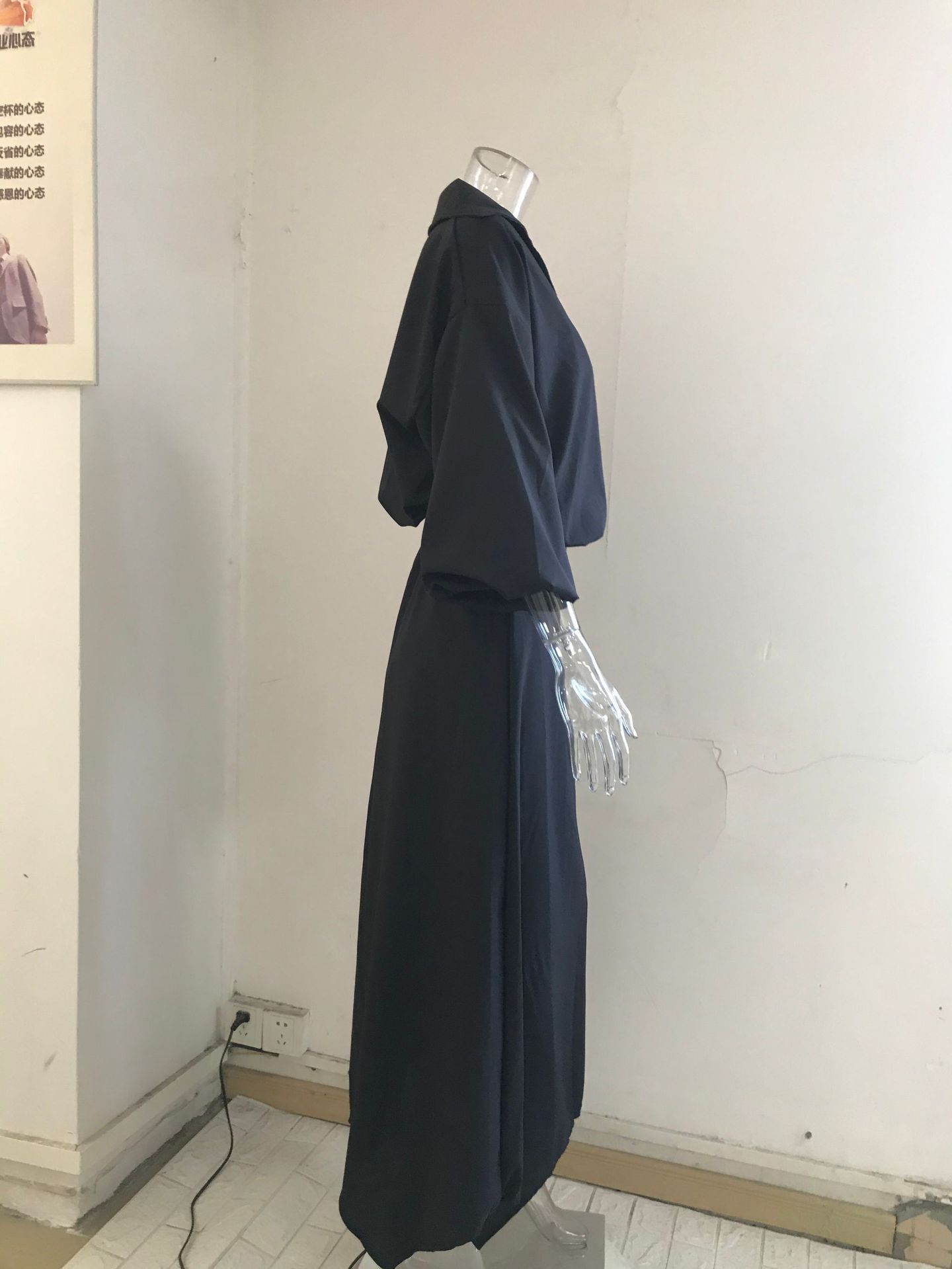 Elegant Muslim Women Long Sleeve V-Neck Loose Top and High Waist Skirts Set Abaya Dubai TurkeyOutfits Arab Clothes Women's Loose Solid Long Sleeve Top High Waist Women Skirt Sets Two Piece Outfits