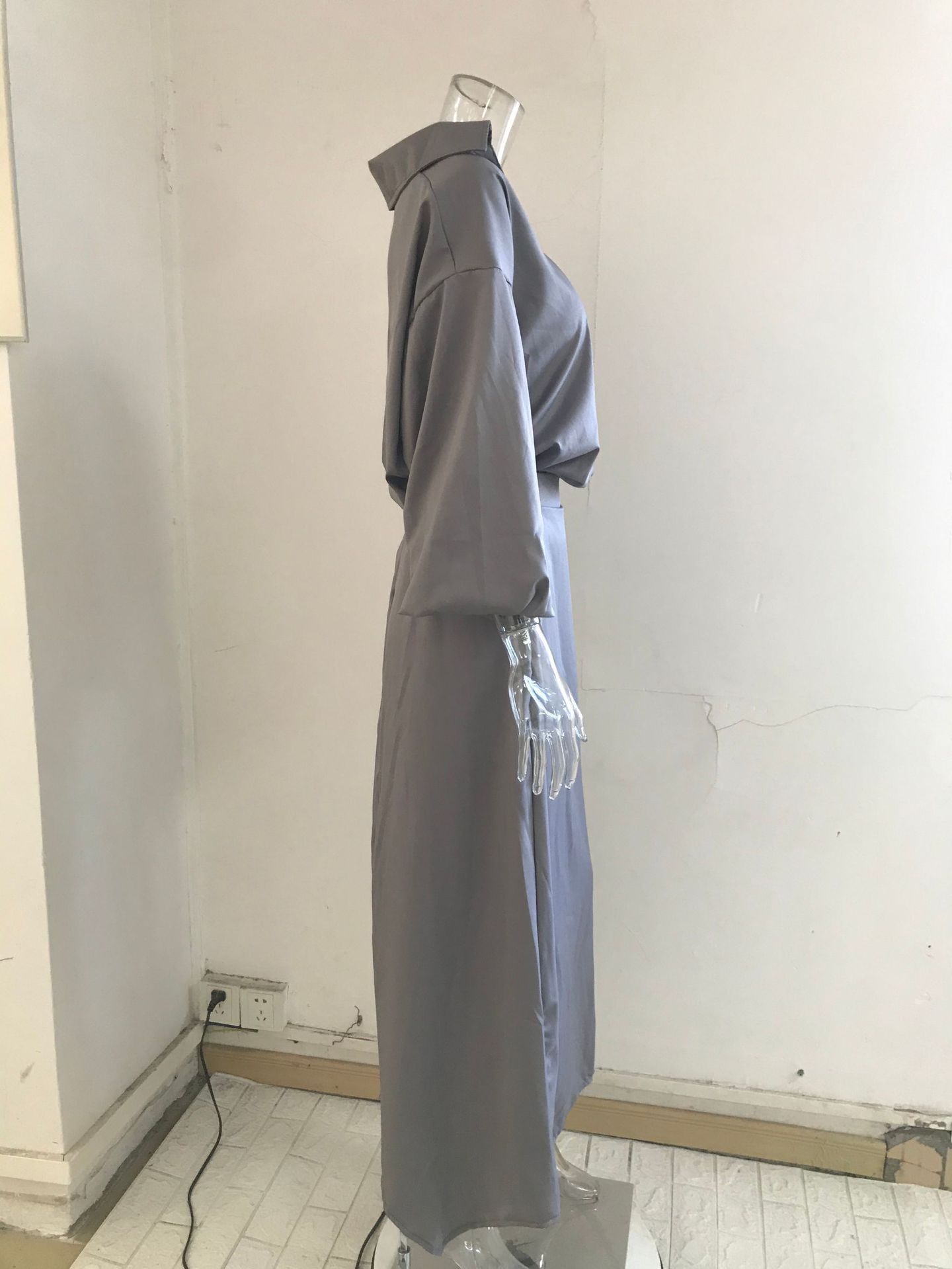 Elegant Muslim Women Long Sleeve V-Neck Loose Top and High Waist Skirts Set Abaya Dubai TurkeyOutfits Arab Clothes Women's Loose Solid Long Sleeve Top High Waist Women Skirt Sets Two Piece Outfits