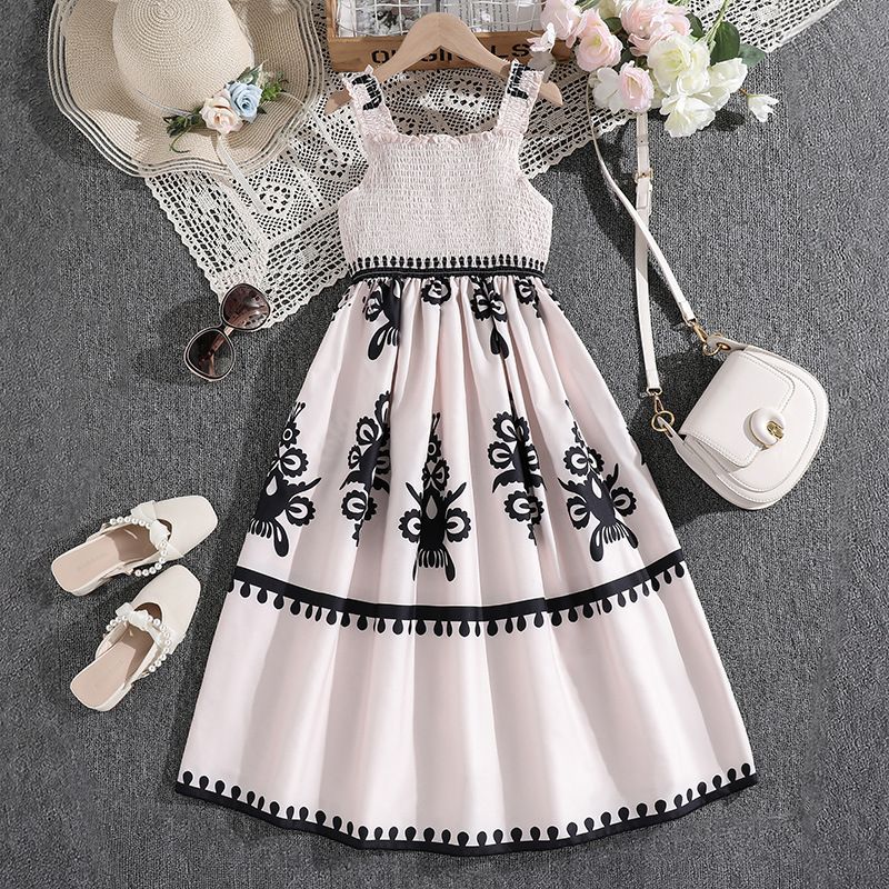 8-12 Years Big Children Clothes Kids Summer Floral Print Sling Dress Teen Girl Dresses Kids Clothing for Party Birthday
