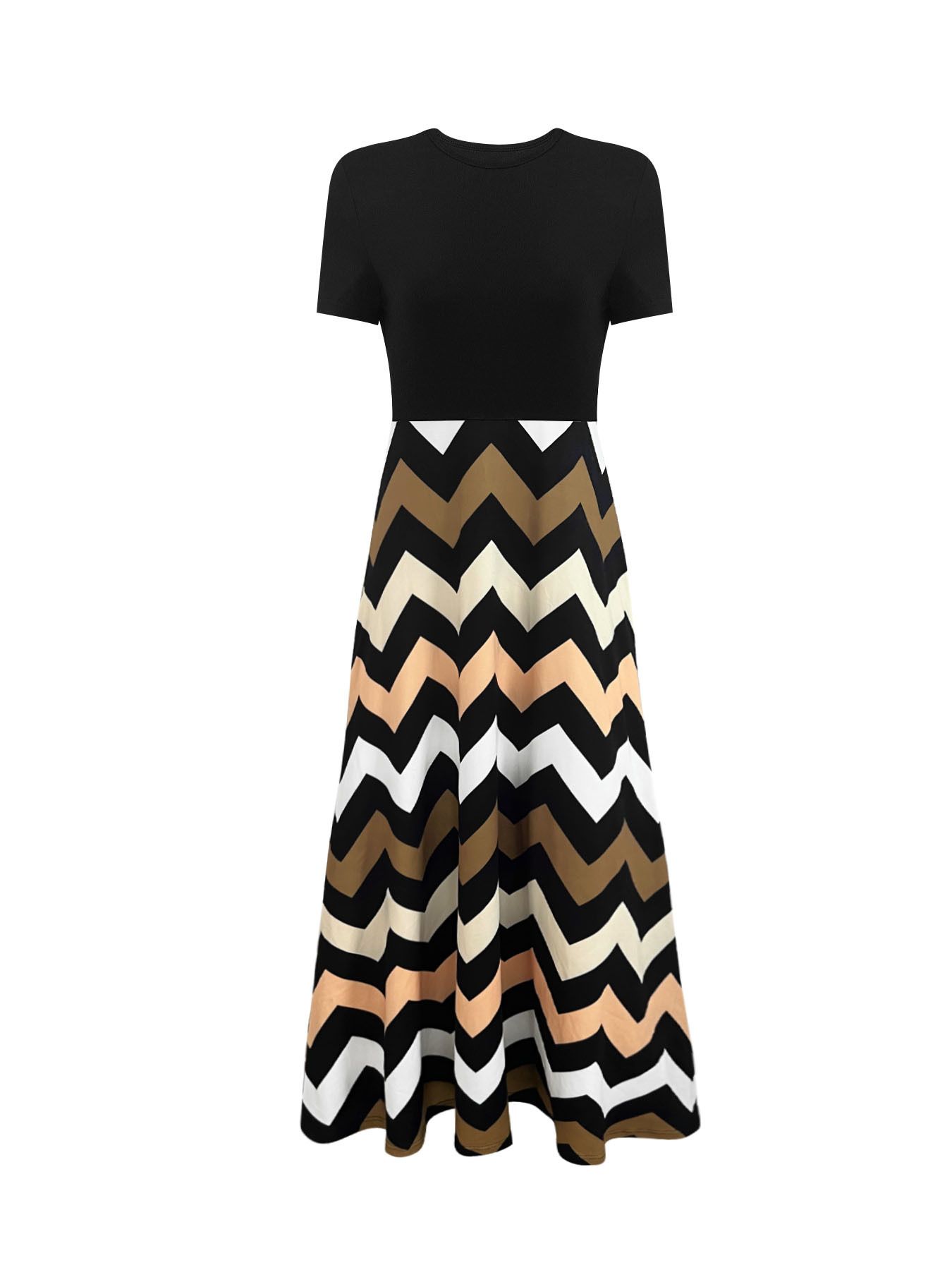 Women's Summer Casual Floor-Length Maxi Dress Short Sleeve Loose Fit Anti-Static Front Pockets Digital Printing Natural Waist Women Striped Maxi Dress with Print Patterns Fitness Sportswear