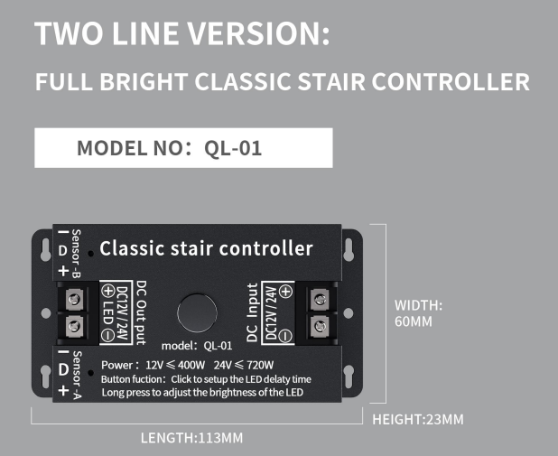 PIR Induction Full-Bright Controller System Motion Sensor  LED Controller Dimmer DC12-24V Staircase Light Control