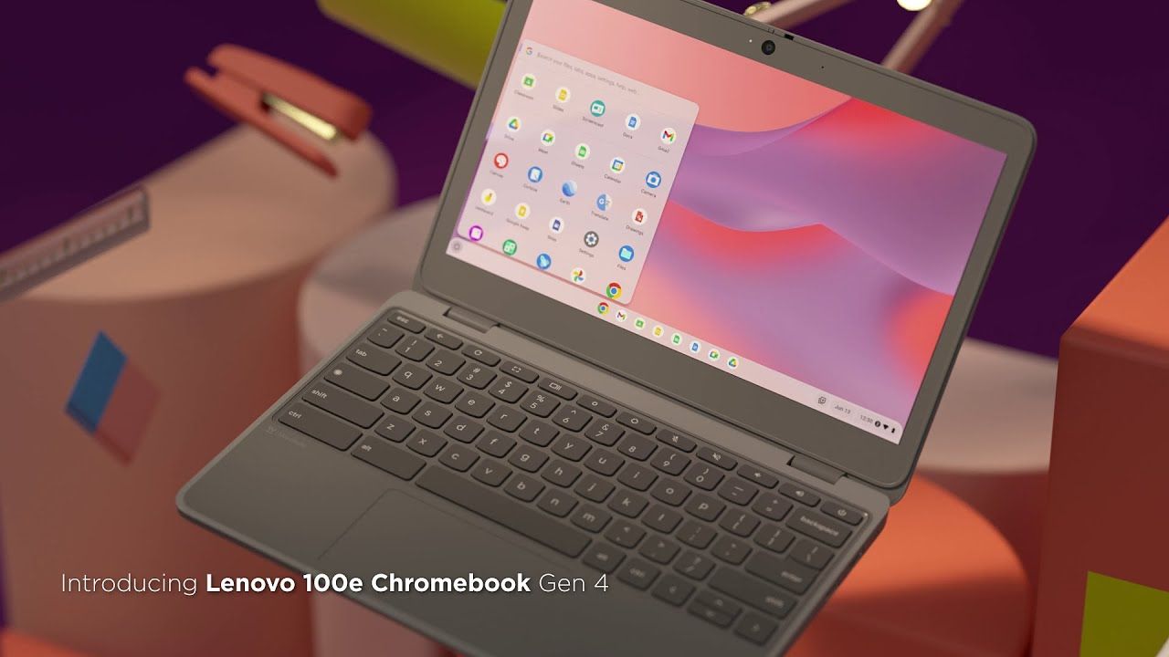 Lenovo 100e Chromebook 4GB 32GB eMMC SD Flash Memory Up to 256GB with SD Card 11.6 Inch Chromebook HD - Intel N-Series N100-4 With Chrome OS English Keyboard Student Laptop