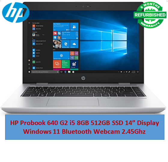 (i5+8GB+512GB SSD+Free Mouse)Refurbished HP Probook 640 G2 Laptop Intel Core i5 8GB RAM / 512GB SSD ROM 14'' Windows 11 6 months warranty Notebook Bluetooth Webcam Laptops