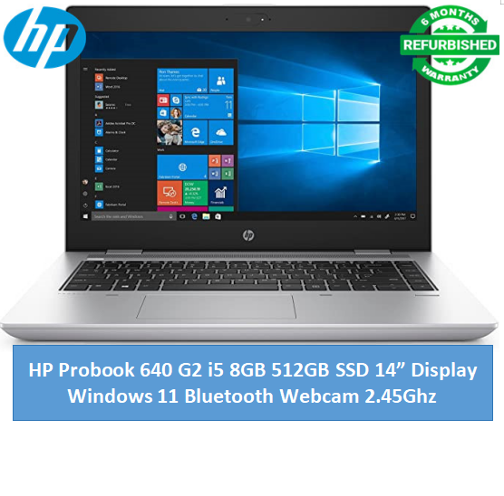 (i5+8GB+512GB SSD+Free Mouse)Refurbished HP Probook 640 G2 Laptop Intel Core i5 8GB RAM / 512GB SSD ROM 14'' Windows 11 6 months warranty Notebook Bluetooth Webcam Laptops