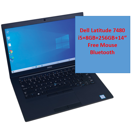 Refurbished Dell Latitude 7480 Laptop i5+8GB+256GB+14" 6th Gen FHD Screen Windows 11 Computer Bluetooth Webcam Student Professional Laptop