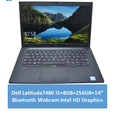 Refurbished Dell Latitude 7480 Laptop i5+8GB+256GB+14" 6th Gen FHD Screen Windows 11 Computer Bluetooth Webcam Student Professional Laptop