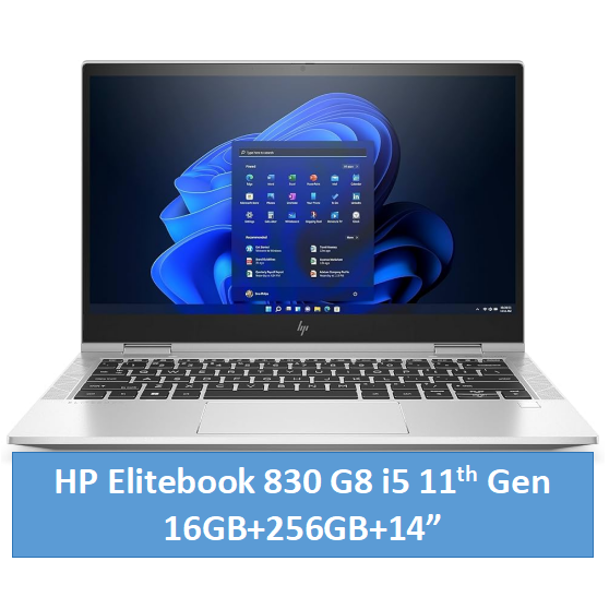 Refurbished HP Elitebook 830 G8 i5 11th Gen Laptop 16GB+256GB+14" FHD Display EX-UK Up to 3.0GHZ processor Windows 11 HD Camera Bluetooth Webcam Student Professional Laptops