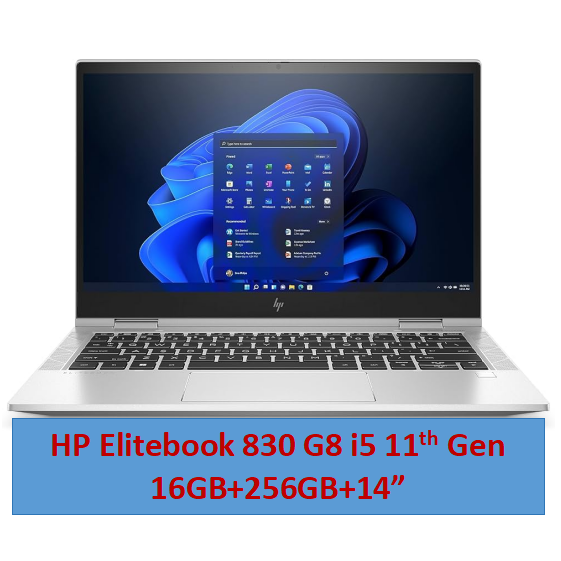 Refurbished HP Elitebook 830 G8 i5 11th Gen Laptop 16GB+256GB+14" FHD Display EX-UK Up to 3.0GHZ processor Windows 11 HD Camera Bluetooth Webcam Student Professional Laptops