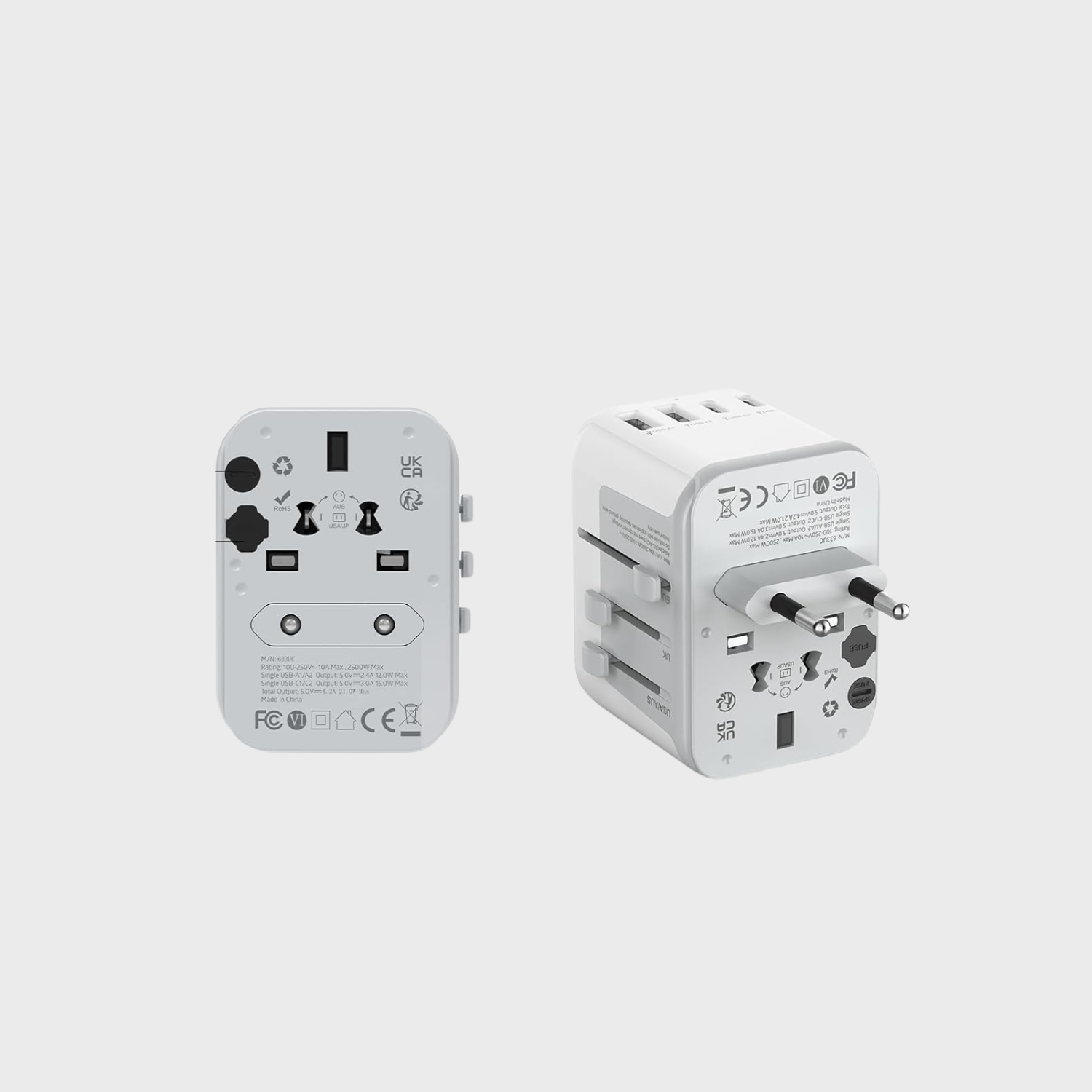 TESSAN Universal Travel Adapter, International Plug Adaptor with 2 USB C Wall Charger 2 USB A Ports