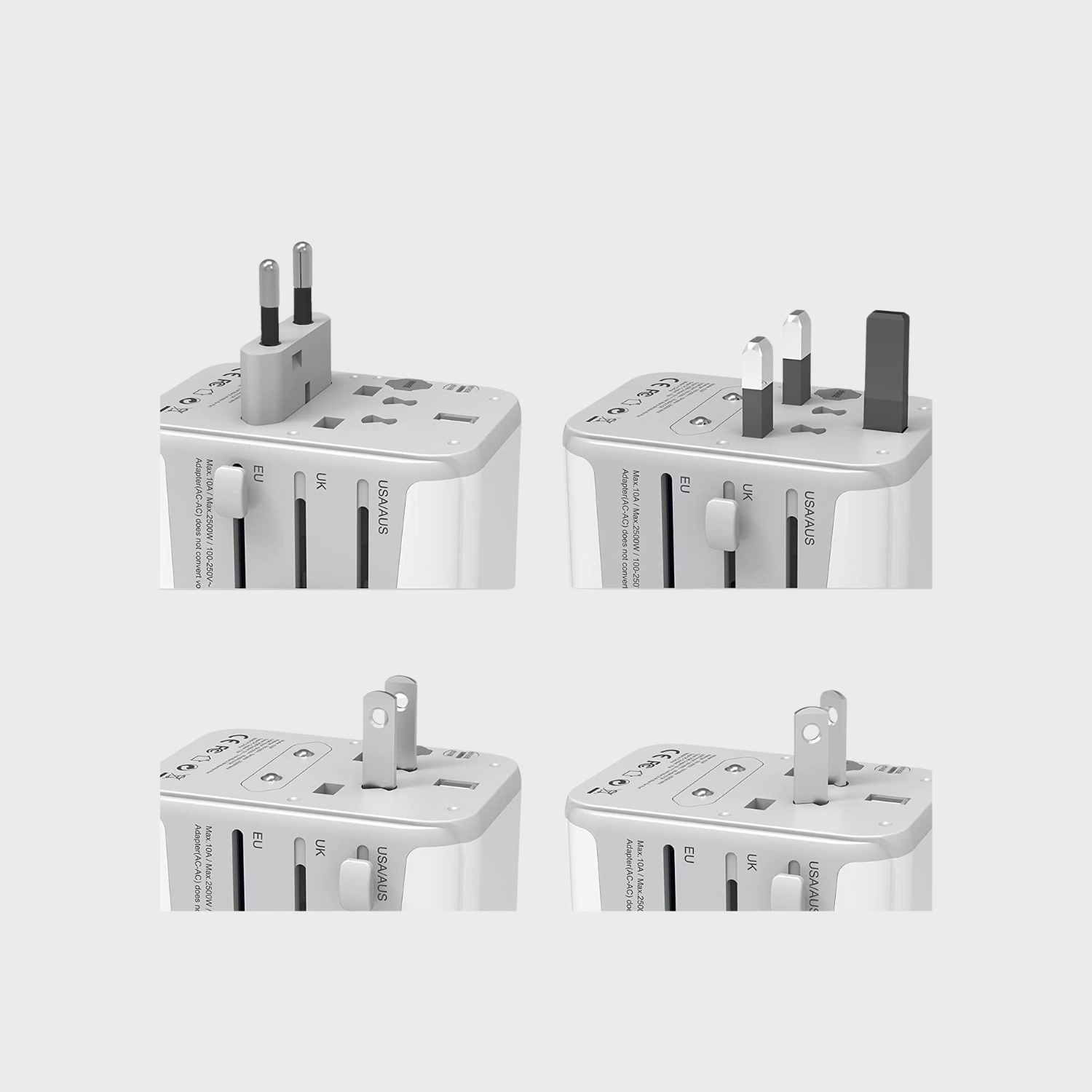 TESSAN Universal Travel Adapter, International Plug Adaptor with 2 USB C Wall Charger 2 USB A Ports